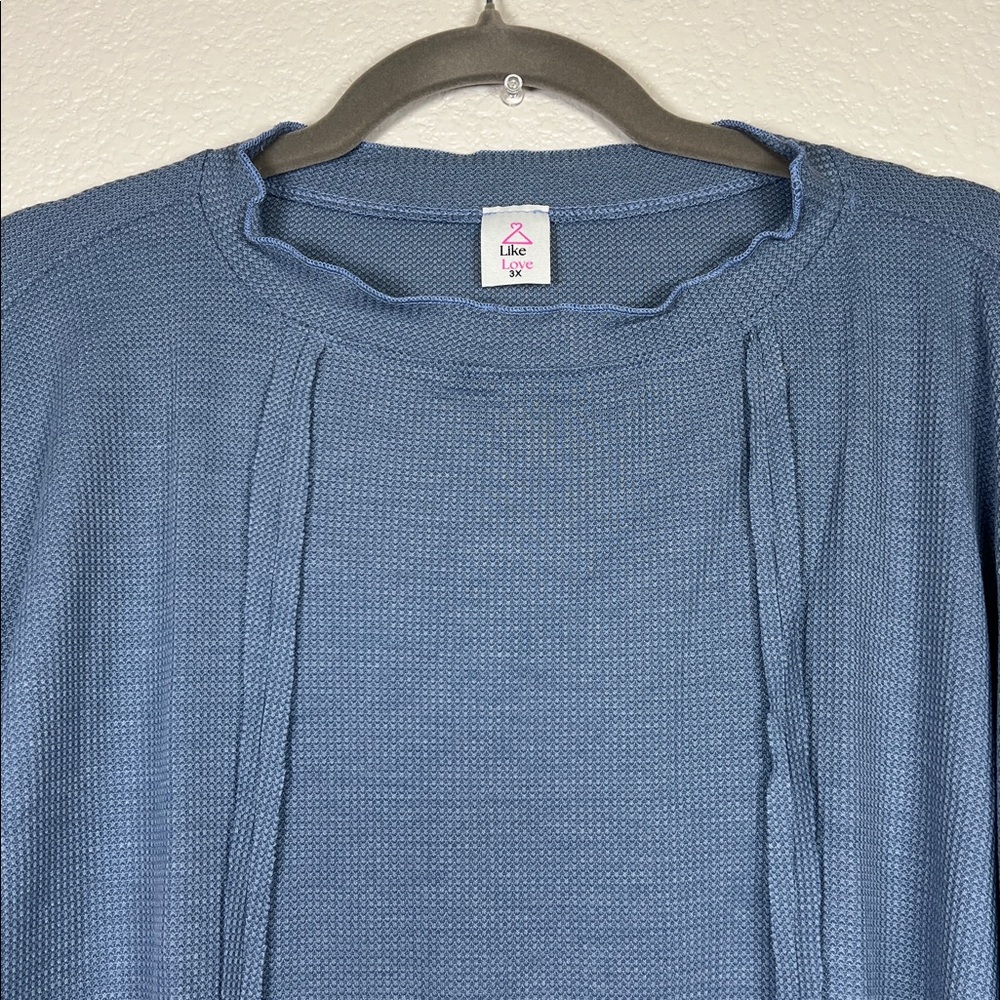 Slate blue high neck long sleeve top, size 3X - Picture 2 of 7